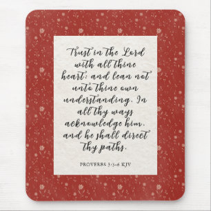 Proverbs 3:5-6 KJV Bible Verse Image Mouse Mat
