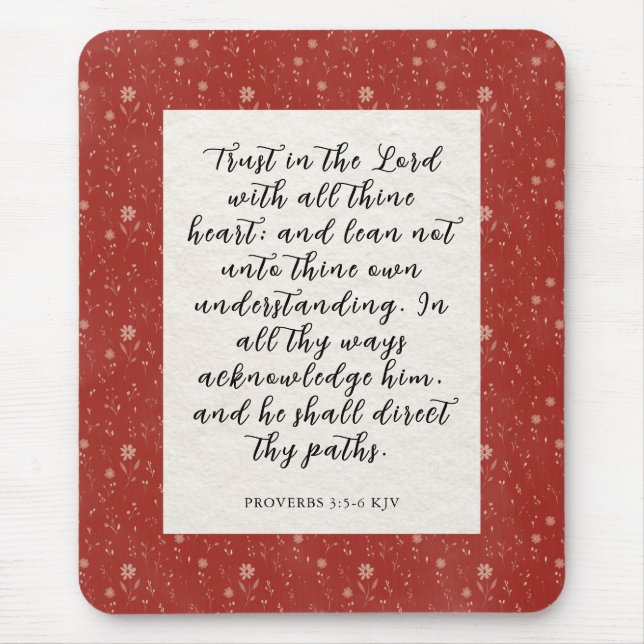Proverbs 3:5-6 KJV Bible Verse Image  Mouse Mat (Front)
