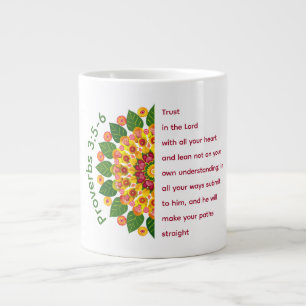 Proverbs 3:5-6 Mandala Flower Jumbo Mug