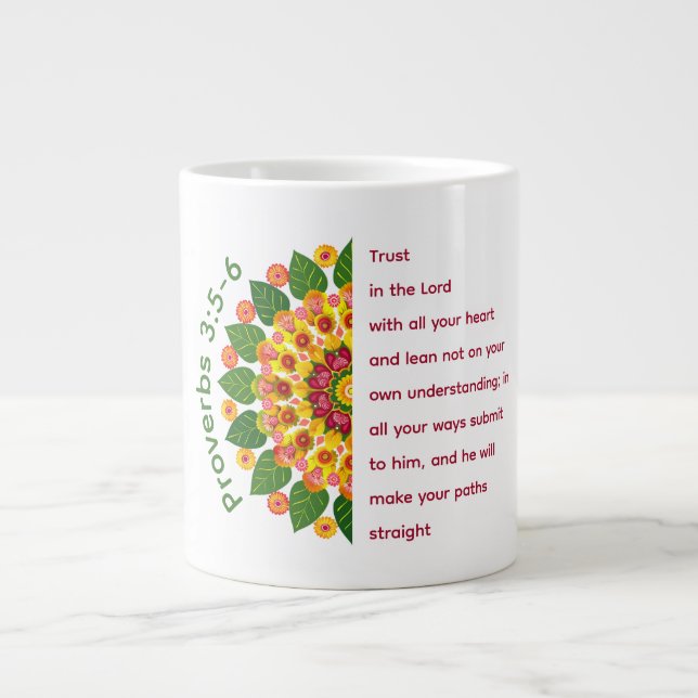 Proverbs 3:5-6 Mandala Flower Jumbo Mug (Front)