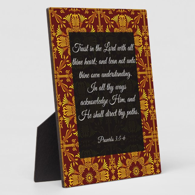 Proverbs 3:5-6 Plaque with Easel (Side)