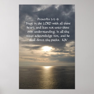 Proverbs 3:5- 6 poster white text