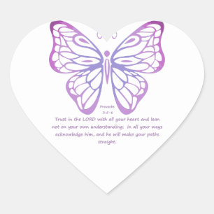 Proverbs 3:5,6 Scripture Inspiration Butterfly Heart Sticker