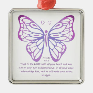 Proverbs 3:5,6 Scripture Inspiration Butterfly Metal Tree Decoration