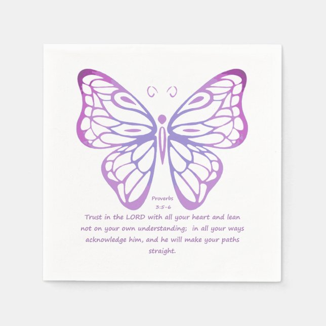 Proverbs 3:5,6 Scripture Inspiration Butterfly Napkin (Front)