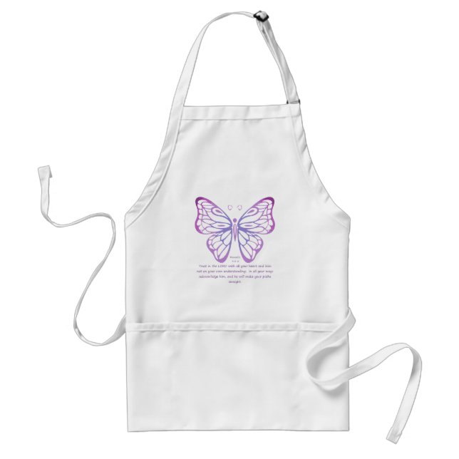 Proverbs 3:5,6 Scripture Inspiration Butterfly Standard Apron (Front)