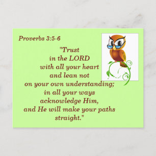 Proverbs 3:5-6 Trust Bible Verse Memory Postcard