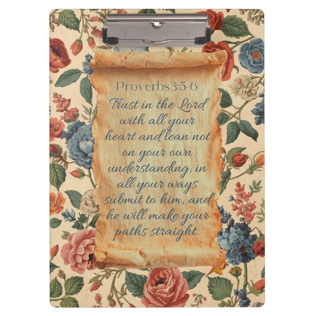Proverbs 3:5–6 Trust in the Lord Bible Verse  Clipboard (Front)