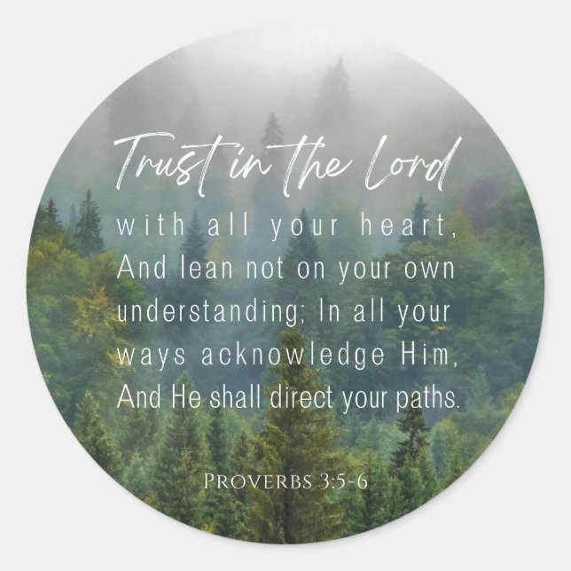 Proverbs 3:5-6 Trust in the Lord Classic Round Sticker (Front)