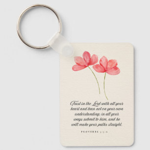 Proverbs 3:5–6 Trust in the Lord Pink Floral Key Ring