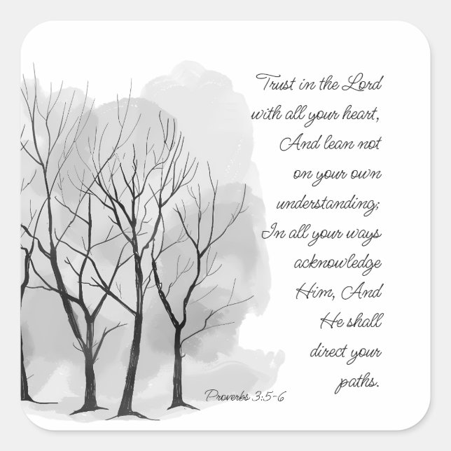 Proverbs 3:5-6 Trust in the Lord Square Sticker (Front)