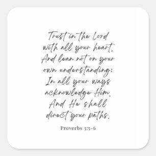 Proverbs 3:5-6 Trust in the Lord Square Sticker