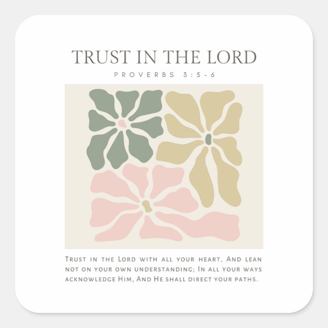 Proverbs 3:5-6 Trust in the Lord Square Sticker (Front)