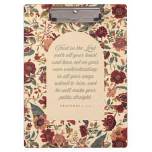 Proverbs 3:5–6 Trust in the Lord Vintage Floral Clipboard