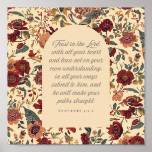 Proverbs 3:5–6 Trust in the Lord Vintage Floral Poster