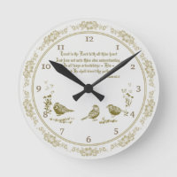 Proverbs 3:5-6 Wall Clock with Birds, Flowers Grey