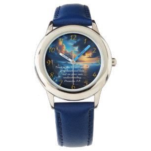 Proverbs 3:5 beautiful Ocean and the Sky  Large Cl Watch