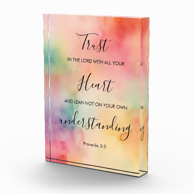 Proverbs 3:5 Bible Verse Acrylic Photo Block (Right)