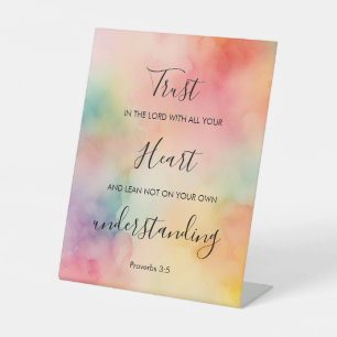 Proverbs 3:5 Christian Watercolor Design Pedestal Sign