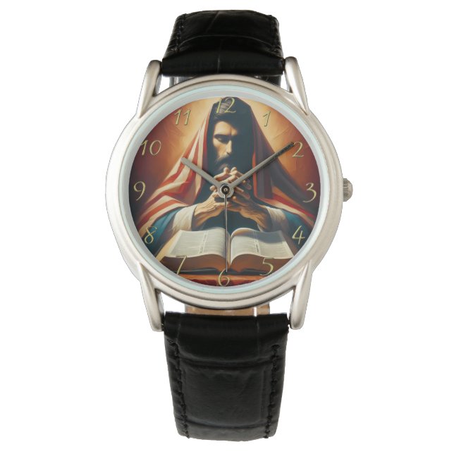 Proverbs 3:5 holy bible with hands  watch (Front)