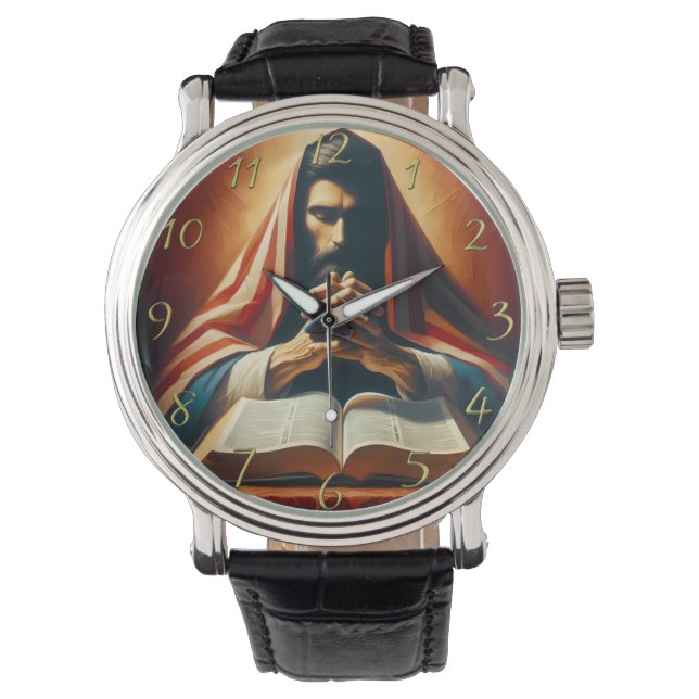 Proverbs 3:5 holy bible with hands  watch (Front)