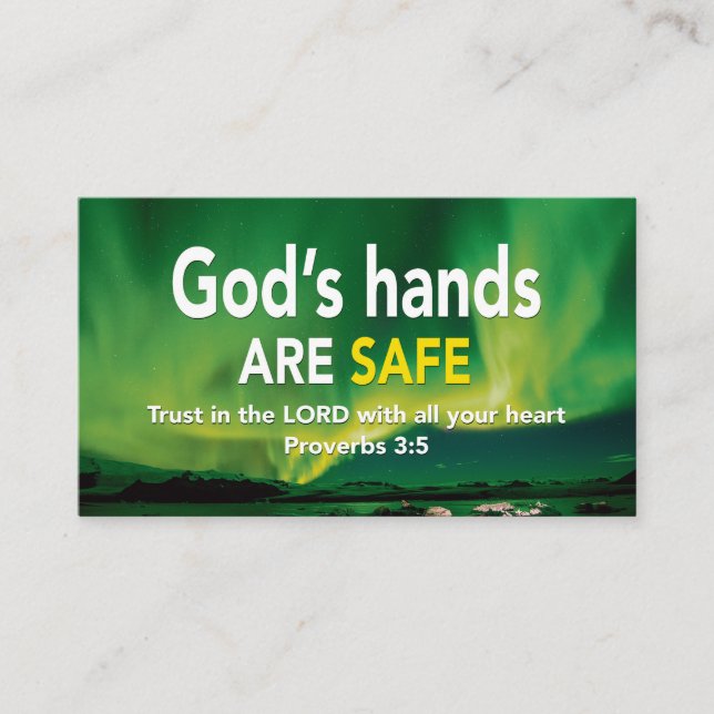 Proverbs 3:5 | TRUST IN THE LORD| God's Hands Safe Business Card (Front)