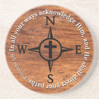 Proverbs 3:6 Direct Your Paths Bible Verse Compass Coaster