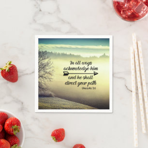 Proverbs 3:6 He shall direct your path Bible Verse Napkin