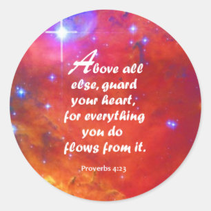 Proverbs 4:23 classic round sticker