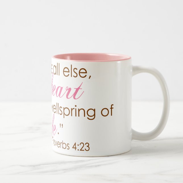 Proverbs 4:23 Two-Tone coffee mug (Right)