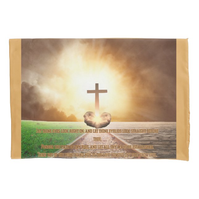 Proverbs 4:25-27 Cosy Bible Verse Pillowcase (Front)