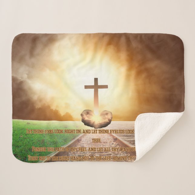 Proverbs 4:25-27 Cosy Bible Verse Sherpa Blanket (Front (Horizontal))