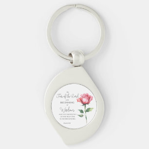 Proverbs 9:10 Fear of the Lord Rose Flower Bible Key Ring