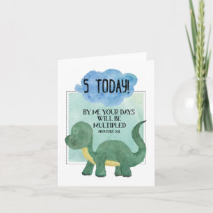 Proverbs 9:11 Happy 5th Birthday Dinosaur Card