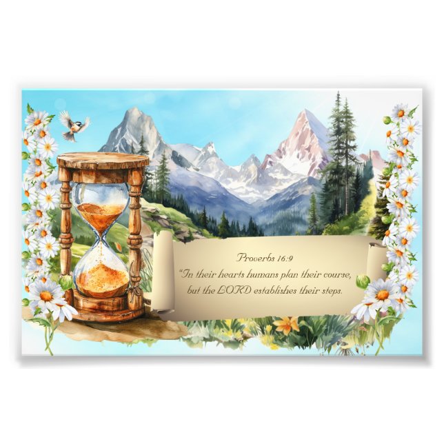 Proverbs Art Print Alps Daisies Hourglass 4 x 6 (Front)