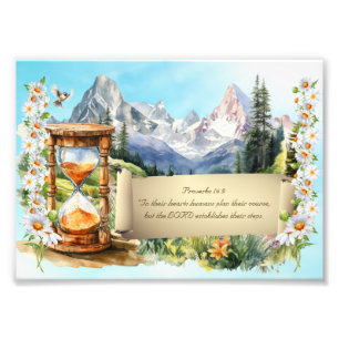 Proverbs Art Print Alps Daisies Hourglass 5 x 7