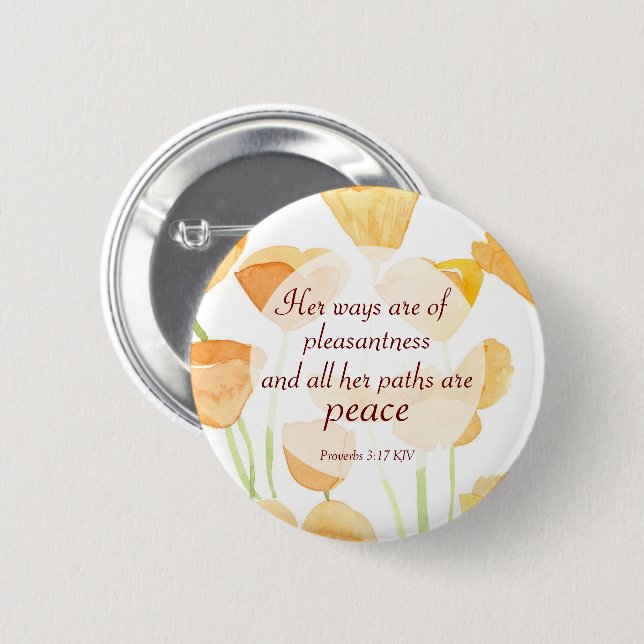 Proverbs Bible Scripture California Poppies 6 Cm Round Badge (Front & Back)