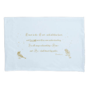 Proverbs Pillowcase Trust in the Lord blue tan