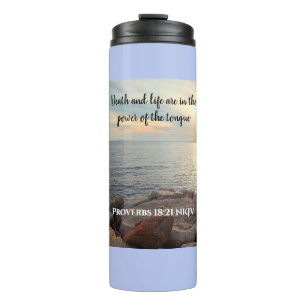 Proverbs Power of the Tongue Photo of Ocean Blue Thermal Tumbler