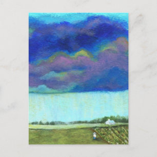 Providence Abstract Folk Art Landscape Painting Postcard