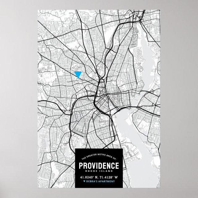 Providence City Map + Your Location Poster (Front)