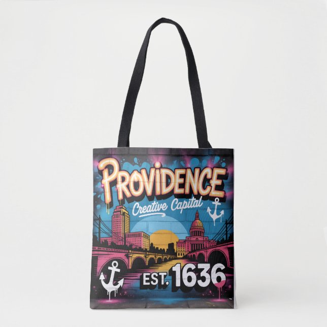 Providence Graffiti Mural  Street Art Design  Tote Bag (Front)