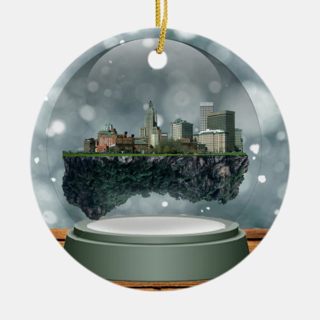 Providence Island Snow Globe Ceramic Tree Decoration (Front)