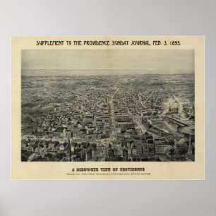Providence Rhode Island 1894 Antique Panoramic Map Poster
