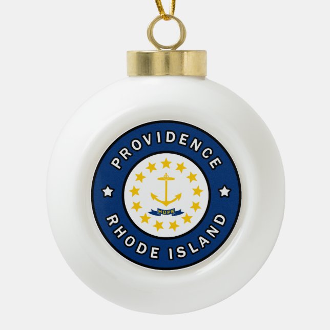 Providence Rhode Island Ceramic Ball Christmas Ornament (Front)