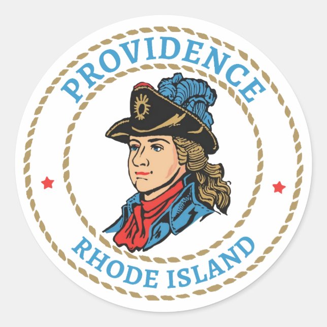 Providence Rhode Island Colonial Classic Round Sticker (Front)