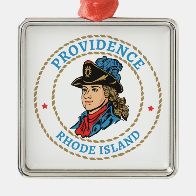 Providence Rhode Island Colonial Metal Tree Decoration (Front)