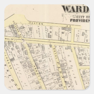 Providence Rhode Island Map 2 Square Sticker