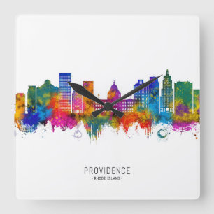 Providence Rhode Island Skyline Square Wall Clock