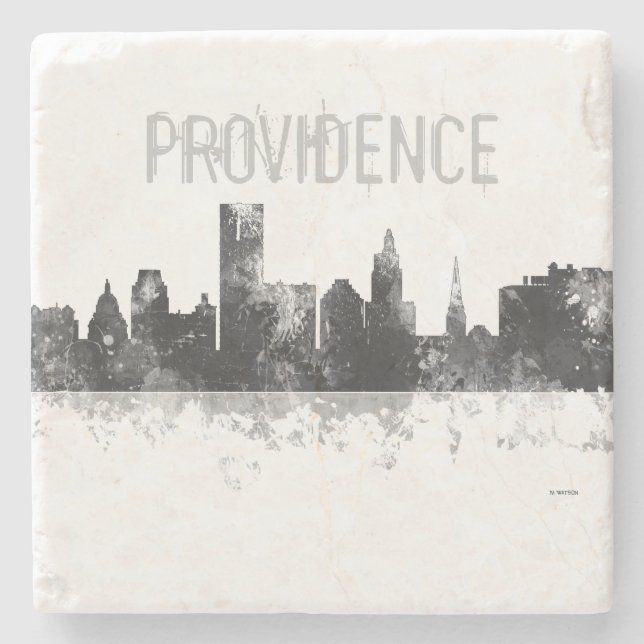 PROVIDENCE, RHODE ISLAND SKYLINE STONE COASTER (Front)